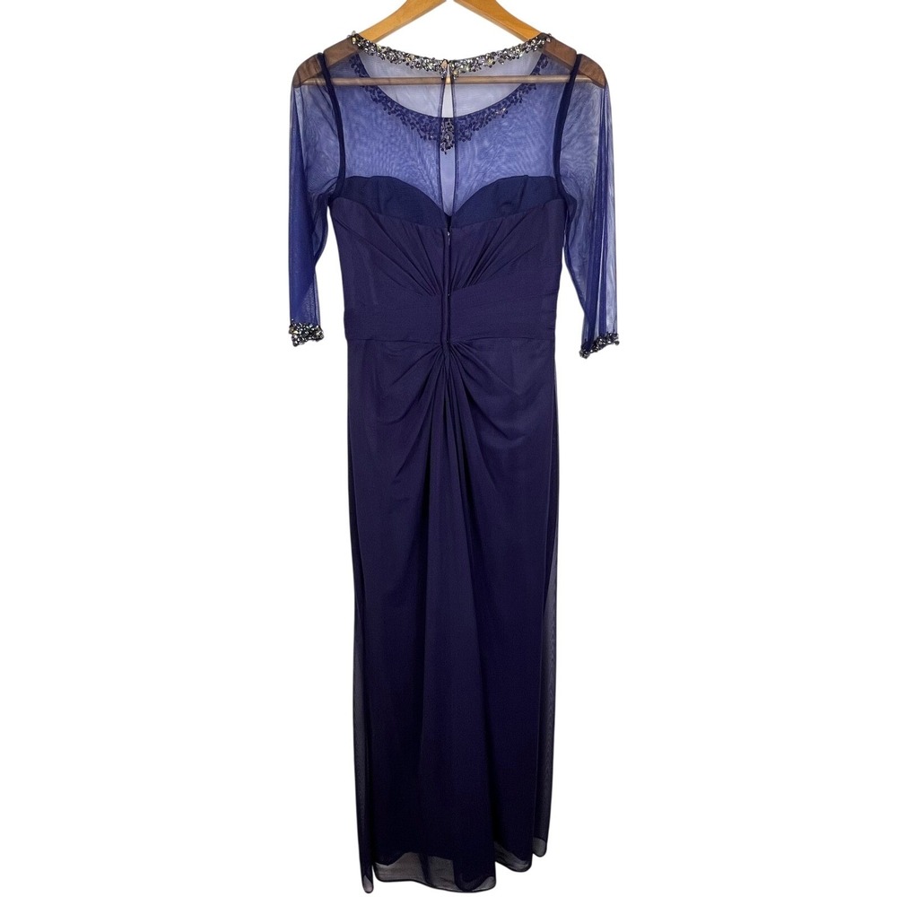 Rina diMontella Purple Mother of the Bride Formal Gown Prom Event Jeweled Sheer